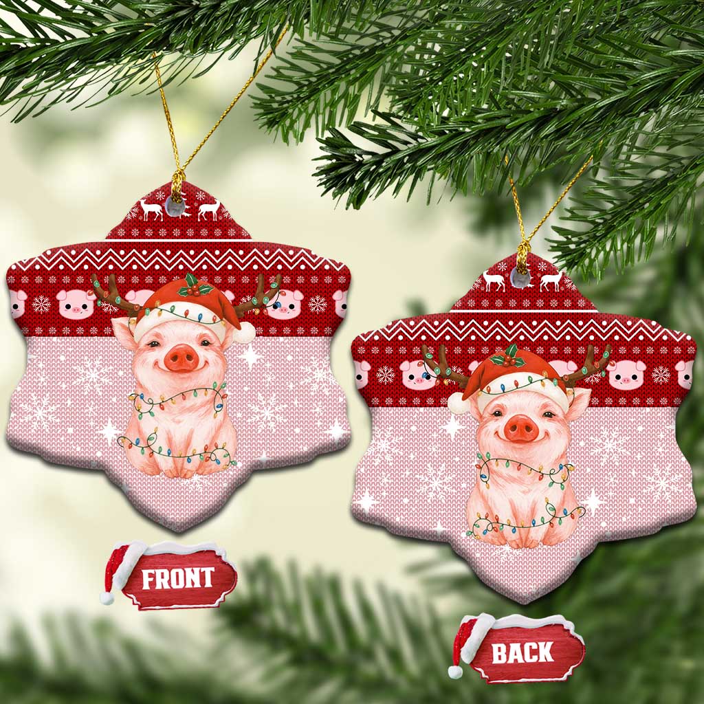 Lovely Pig Merry Christmas Ceramic Ornament Xmas Holiday Patterns - Wonder Print Shop
