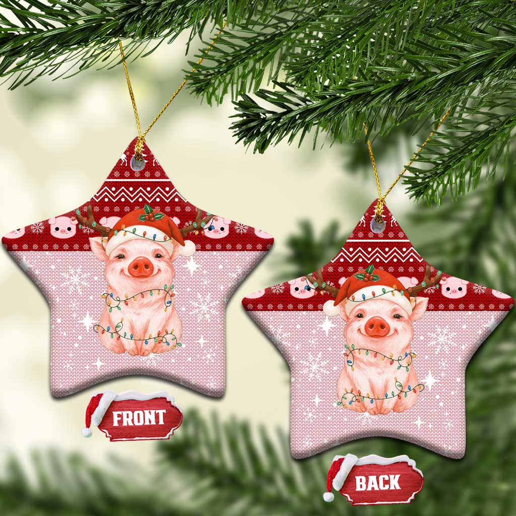 Lovely Pig Merry Christmas Ceramic Ornament Xmas Holiday Patterns - Wonder Print Shop