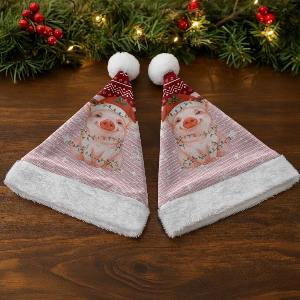 Lovely Pig Merry Christmas Santa Hat Xmas Holiday Patterns - Wonder Print Shop