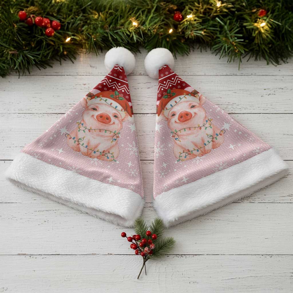 Lovely Pig Merry Christmas Santa Hat Xmas Holiday Patterns - Wonder Print Shop