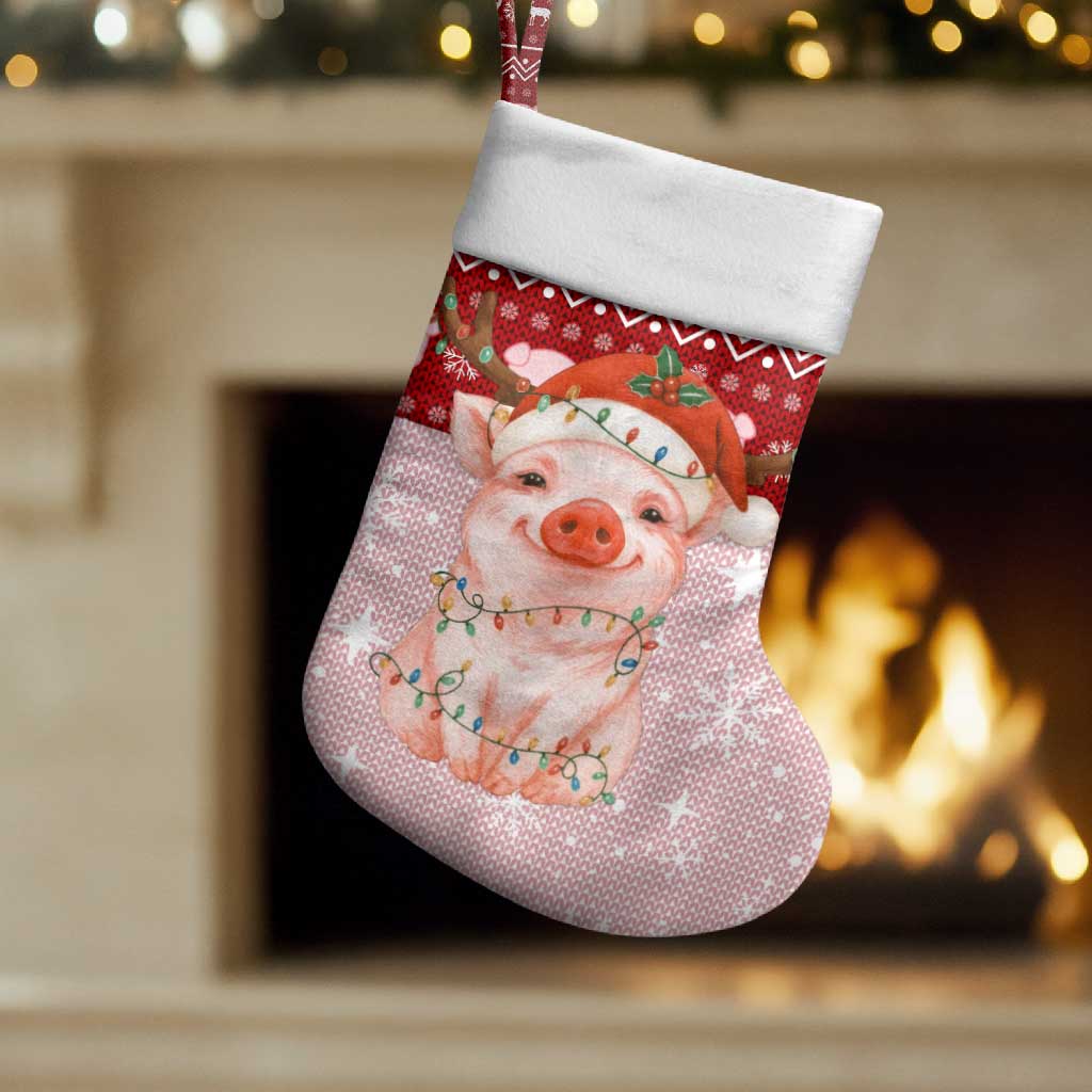 Lovely Pig Merry Christmas Stocking Xmas Holiday Patterns - Wonder Print Shop