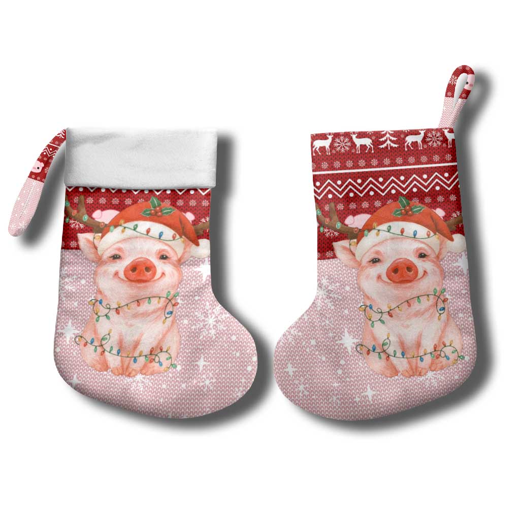 Lovely Pig Merry Christmas Stocking Xmas Holiday Patterns - Wonder Print Shop