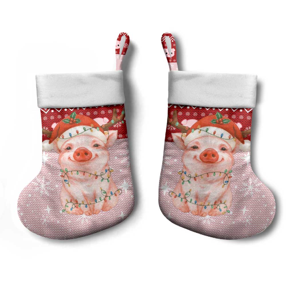 Lovely Pig Merry Christmas Stocking Xmas Holiday Patterns - Wonder Print Shop