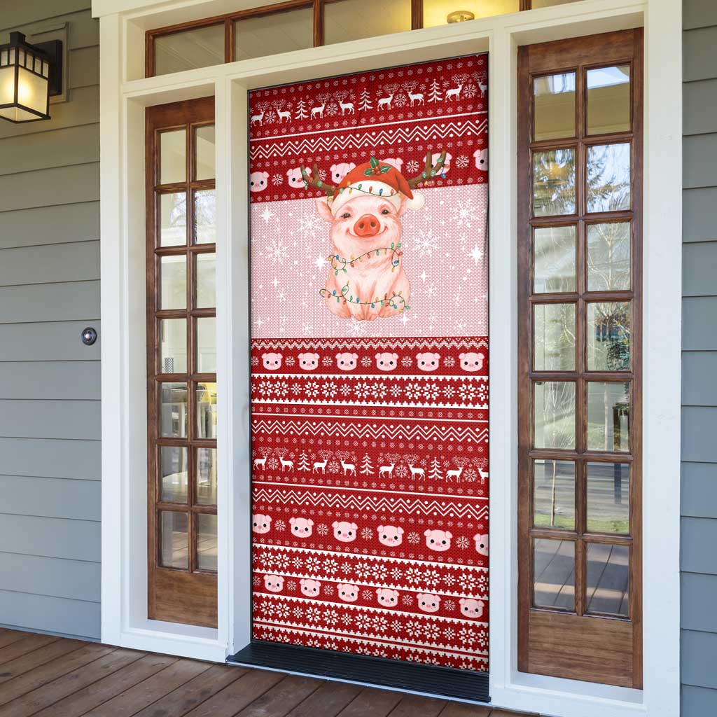 Lovely Pig Merry Christmas Door Cover Xmas Holiday Patterns - Wonder Print Shop