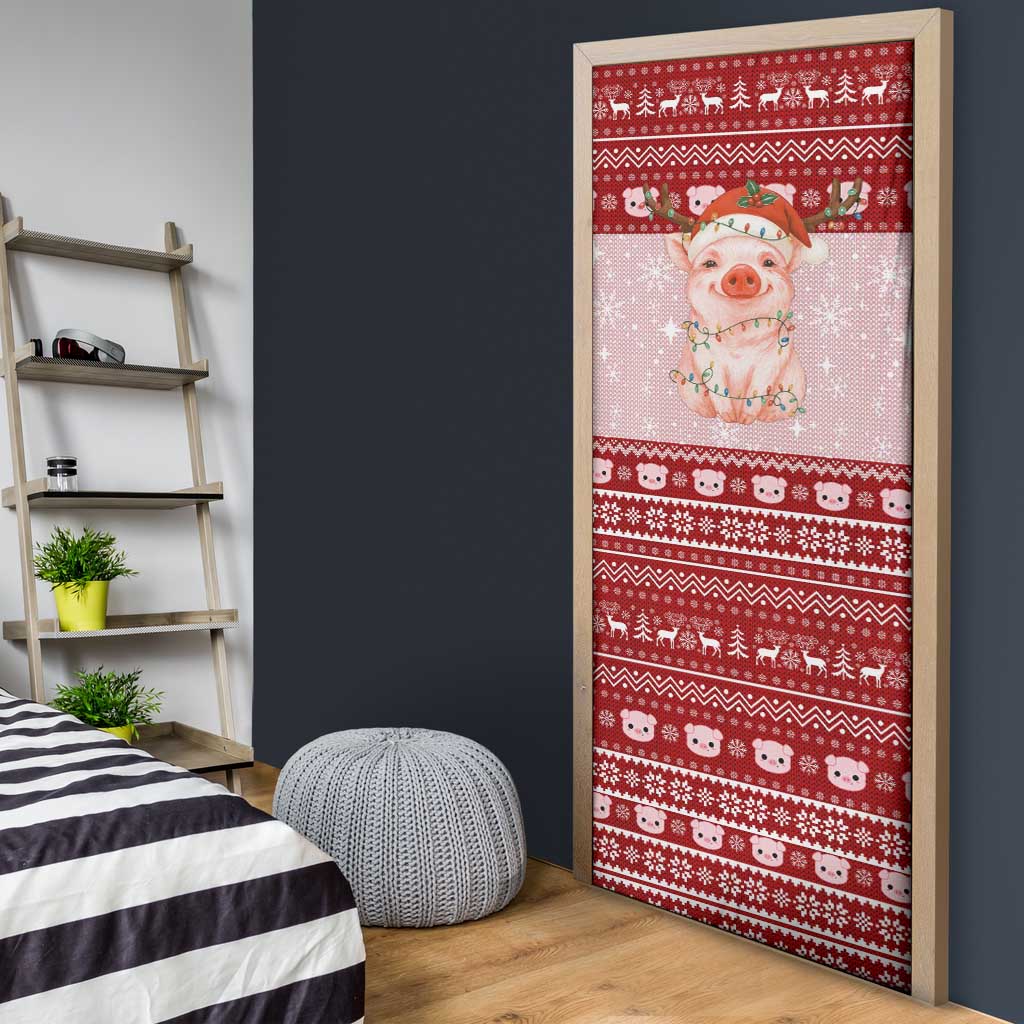 Lovely Pig Merry Christmas Door Cover Xmas Holiday Patterns - Wonder Print Shop