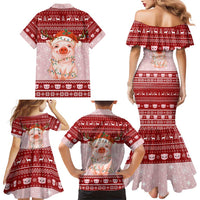 Lovely Pig Merry Christmas Family Matching Mermaid Dress and Hawaiian Shirt Xmas Holiday Patterns - Wonder Print Shop