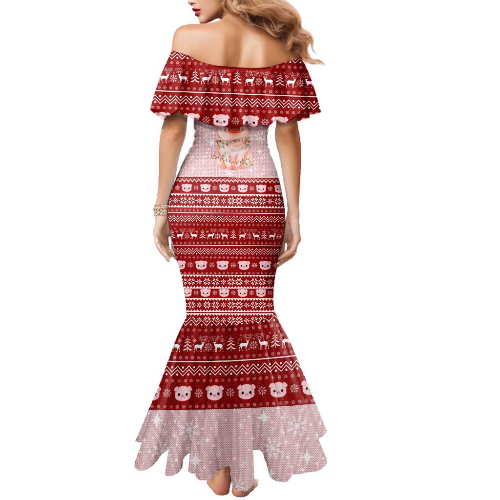 Lovely Pig Merry Christmas Family Matching Mermaid Dress and Hawaiian Shirt Xmas Holiday Patterns - Wonder Print Shop