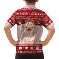 Lovely Pig Merry Christmas Family Matching Off The Shoulder Long Sleeve Dress and Hawaiian Shirt Xmas Holiday Patterns - Wonder Print Shop