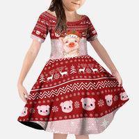 Lovely Pig Merry Christmas Family Matching Off The Shoulder Long Sleeve Dress and Hawaiian Shirt Xmas Holiday Patterns - Wonder Print Shop
