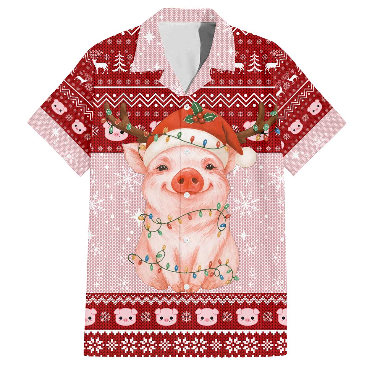 Lovely Pig Merry Christmas Family Matching Off The Shoulder Long Sleeve Dress and Hawaiian Shirt Xmas Holiday Patterns - Wonder Print Shop
