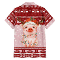 Lovely Pig Merry Christmas Family Matching Off The Shoulder Long Sleeve Dress and Hawaiian Shirt Xmas Holiday Patterns - Wonder Print Shop