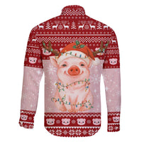 Lovely Pig Merry Christmas Family Matching Off The Shoulder Long Sleeve Dress and Hawaiian Shirt Xmas Holiday Patterns - Wonder Print Shop