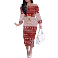 Lovely Pig Merry Christmas Family Matching Off The Shoulder Long Sleeve Dress and Hawaiian Shirt Xmas Holiday Patterns - Wonder Print Shop