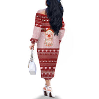 Lovely Pig Merry Christmas Family Matching Off The Shoulder Long Sleeve Dress and Hawaiian Shirt Xmas Holiday Patterns - Wonder Print Shop
