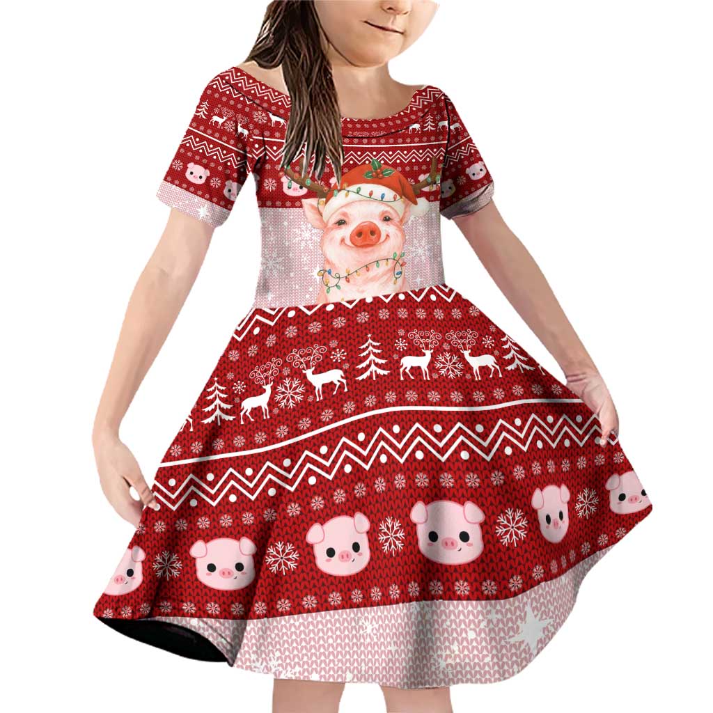 Lovely Pig Merry Christmas Family Matching Off Shoulder Short Dress and Hawaiian Shirt Xmas Holiday Patterns - Wonder Print Shop