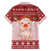 Lovely Pig Merry Christmas Family Matching Off Shoulder Short Dress and Hawaiian Shirt Xmas Holiday Patterns - Wonder Print Shop