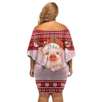 Lovely Pig Merry Christmas Family Matching Off Shoulder Short Dress and Hawaiian Shirt Xmas Holiday Patterns - Wonder Print Shop