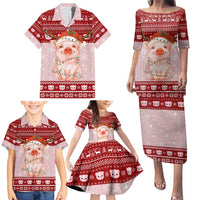 Lovely Pig Merry Christmas Family Matching Puletasi and Hawaiian Shirt Xmas Holiday Patterns - Wonder Print Shop