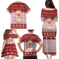 Lovely Pig Merry Christmas Family Matching Puletasi and Hawaiian Shirt Xmas Holiday Patterns - Wonder Print Shop