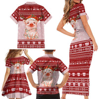 Lovely Pig Merry Christmas Family Matching Short Sleeve Bodycon Dress and Hawaiian Shirt Xmas Holiday Patterns - Wonder Print Shop
