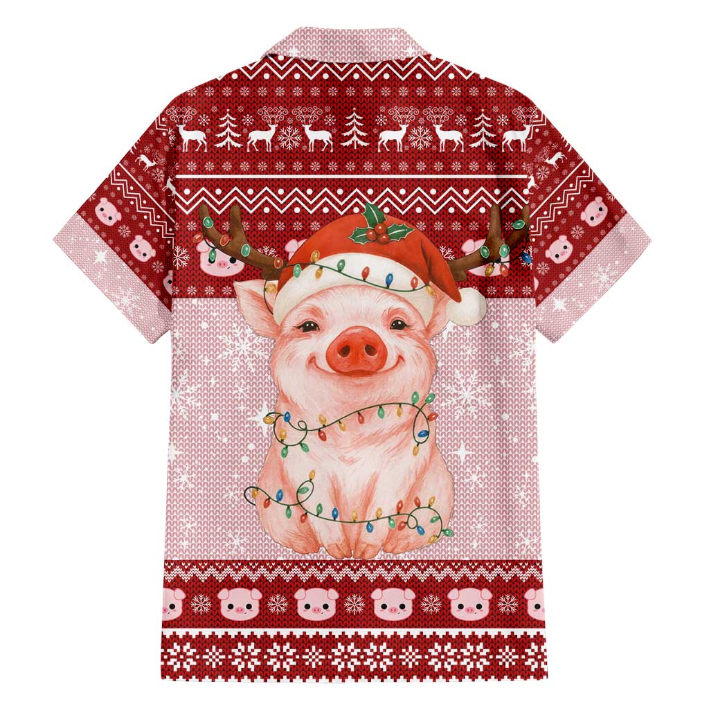 Lovely Pig Merry Christmas Family Matching Short Sleeve Bodycon Dress and Hawaiian Shirt Xmas Holiday Patterns - Wonder Print Shop