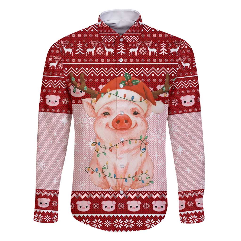Lovely Pig Merry Christmas Family Matching Short Sleeve Bodycon Dress and Hawaiian Shirt Xmas Holiday Patterns - Wonder Print Shop