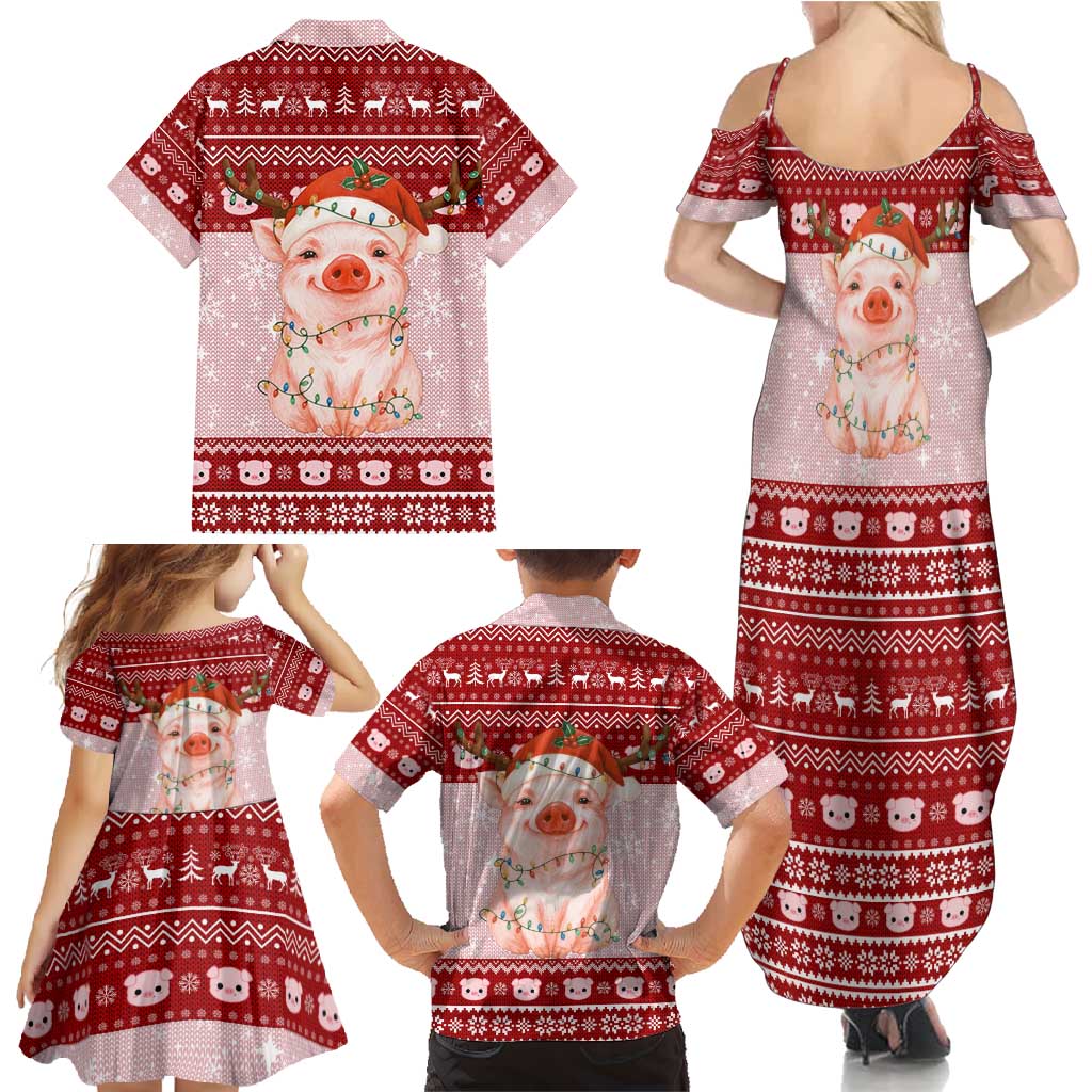 Lovely Pig Merry Christmas Family Matching Summer Maxi Dress and Hawaiian Shirt Xmas Holiday Patterns - Wonder Print Shop