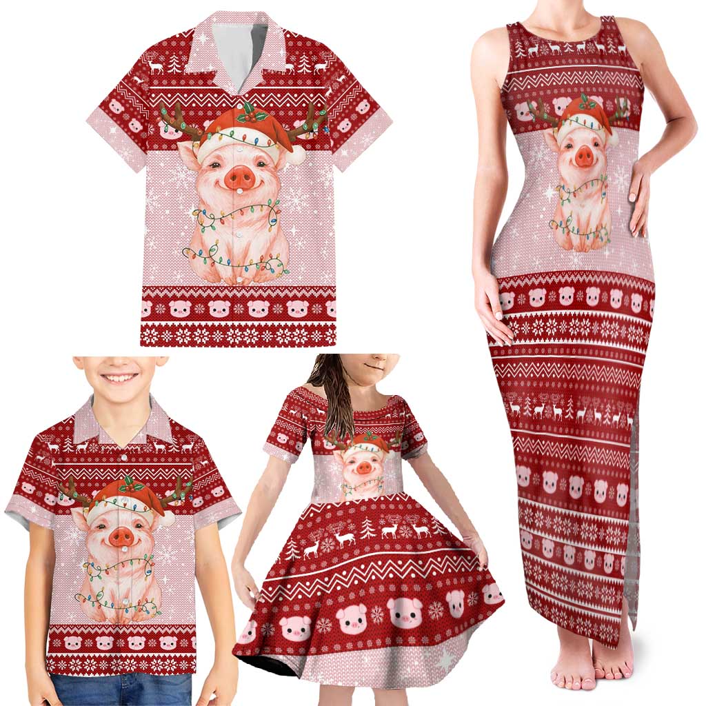 Lovely Pig Merry Christmas Family Matching Tank Maxi Dress and Hawaiian Shirt Xmas Holiday Patterns - Wonder Print Shop