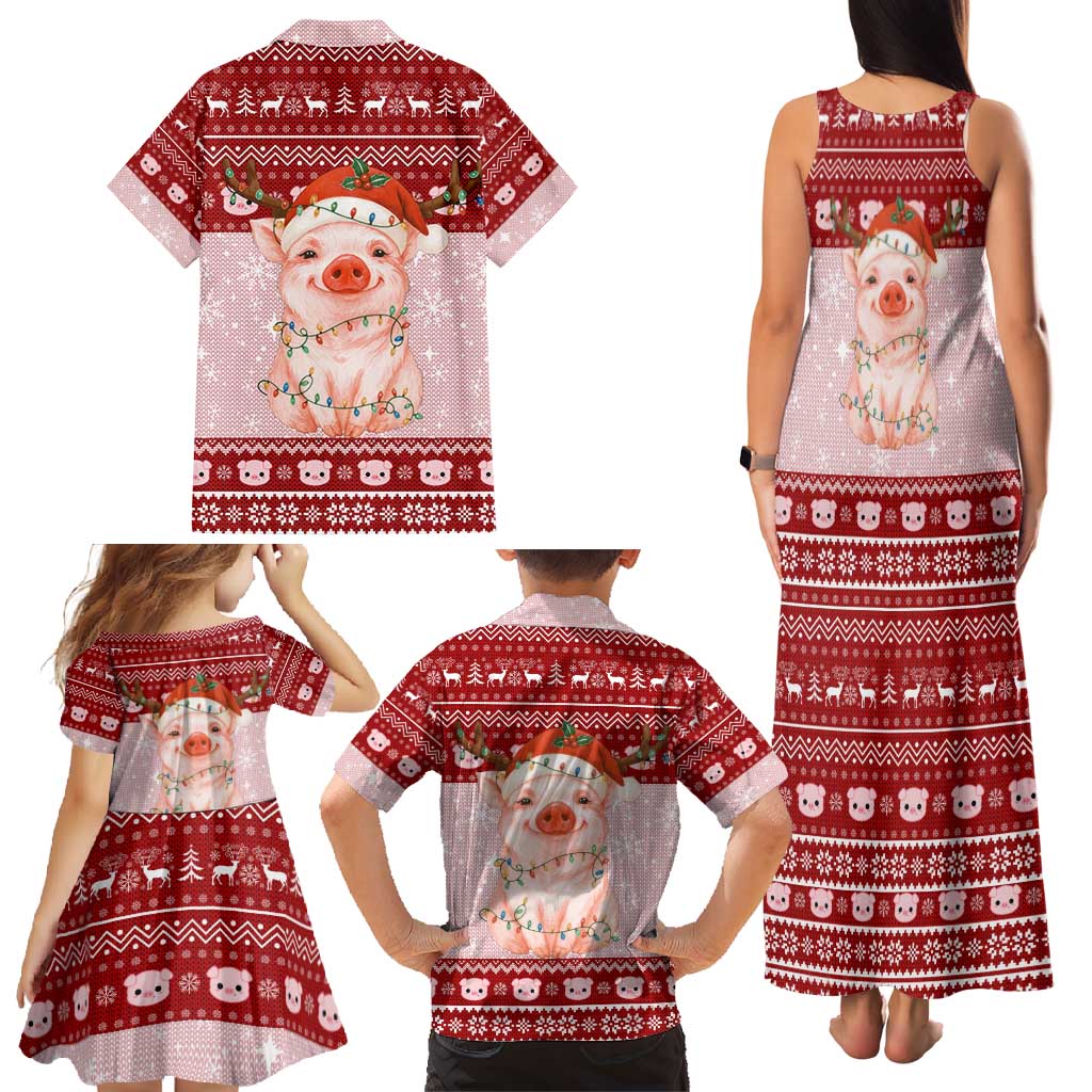 Lovely Pig Merry Christmas Family Matching Tank Maxi Dress and Hawaiian Shirt Xmas Holiday Patterns - Wonder Print Shop