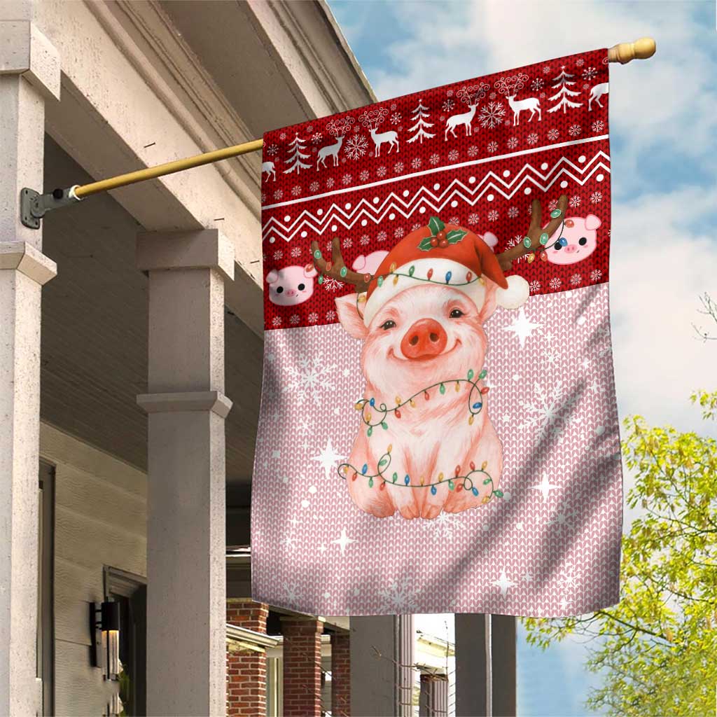 Lovely Pig Merry Christmas Garden Flag Xmas Holiday Patterns - Wonder Print Shop