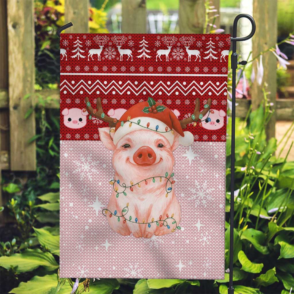 Lovely Pig Merry Christmas Garden Flag Xmas Holiday Patterns - Wonder Print Shop