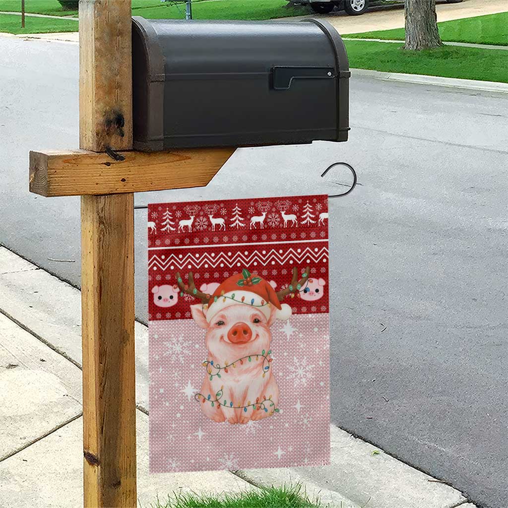 Lovely Pig Merry Christmas Garden Flag Xmas Holiday Patterns - Wonder Print Shop