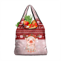 Lovely Pig Merry Christmas Grocery Bag Xmas Holiday Patterns - Wonder Print Shop