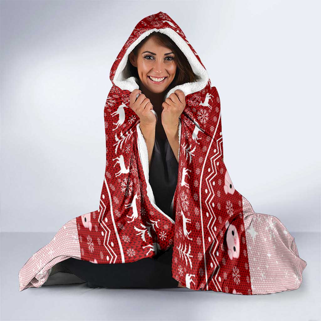 Lovely Pig Merry Christmas Hooded Blanket Xmas Holiday Patterns - Wonder Print Shop