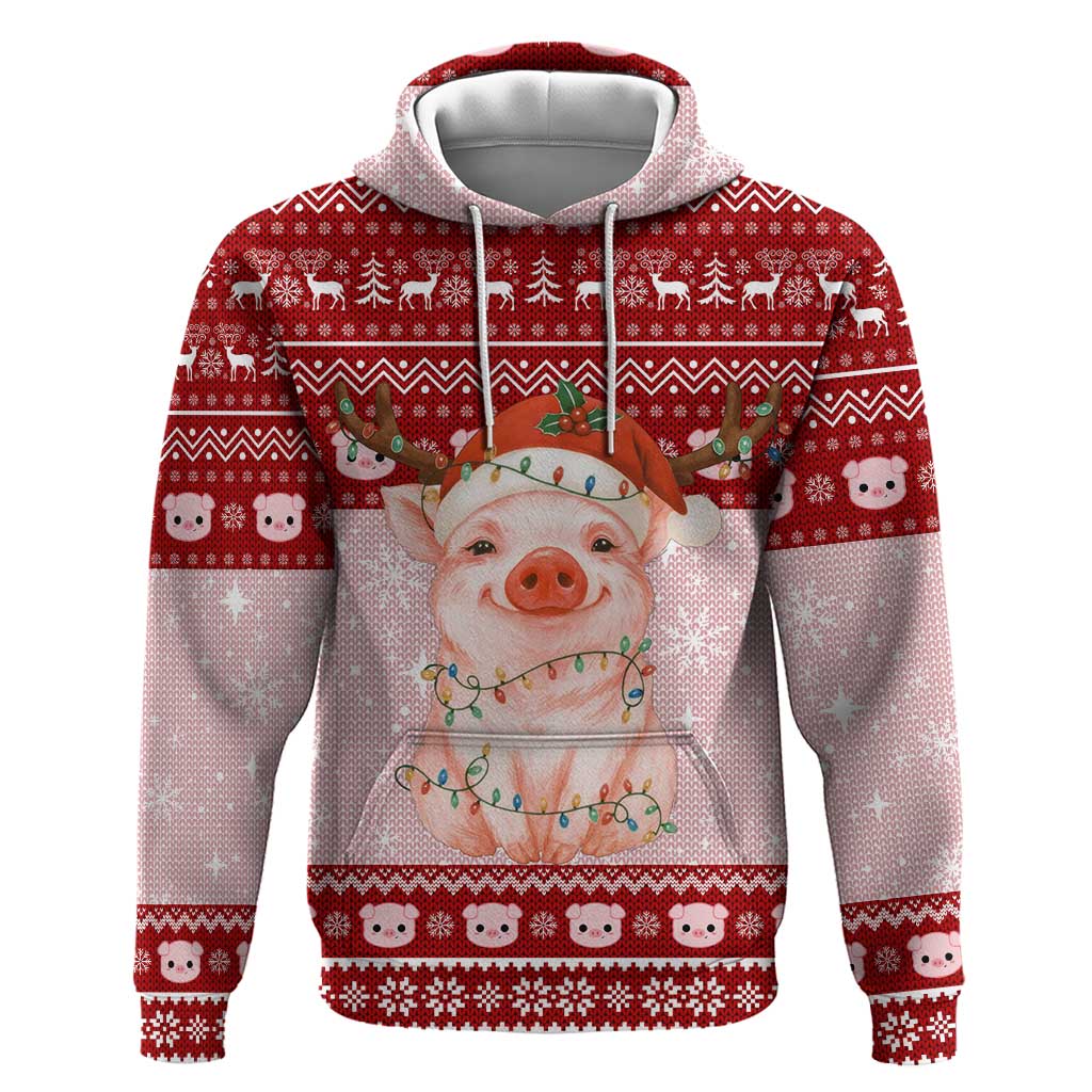 Lovely Pig Merry Christmas Hoodie Xmas Holiday Patterns - Wonder Print Shop