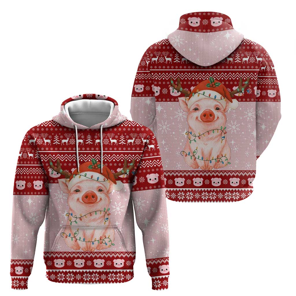 Lovely Pig Merry Christmas Hoodie Xmas Holiday Patterns - Wonder Print Shop