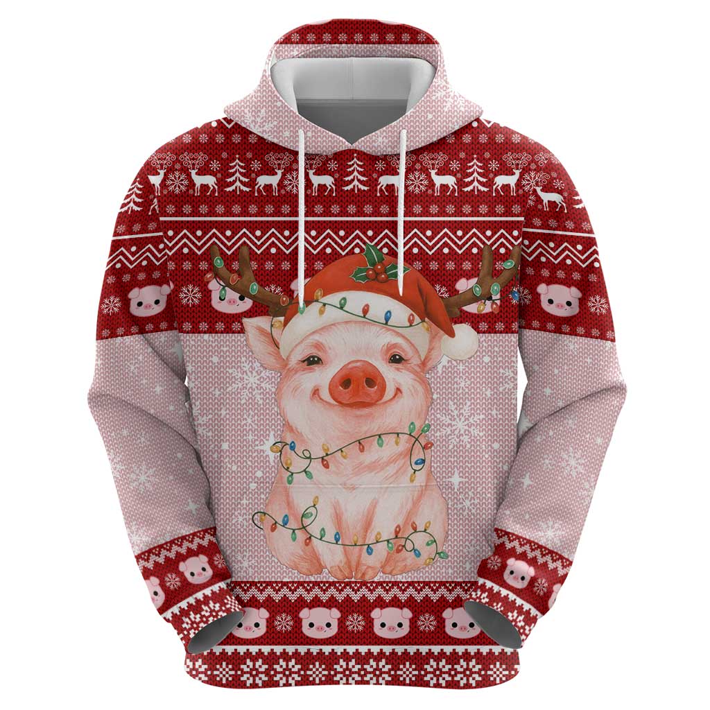 Lovely Pig Merry Christmas Hoodie Xmas Holiday Patterns - Wonder Print Shop
