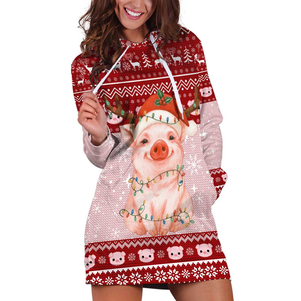 Lovely Pig Merry Christmas Hoodie Dress Xmas Holiday Patterns - Wonder Print Shop