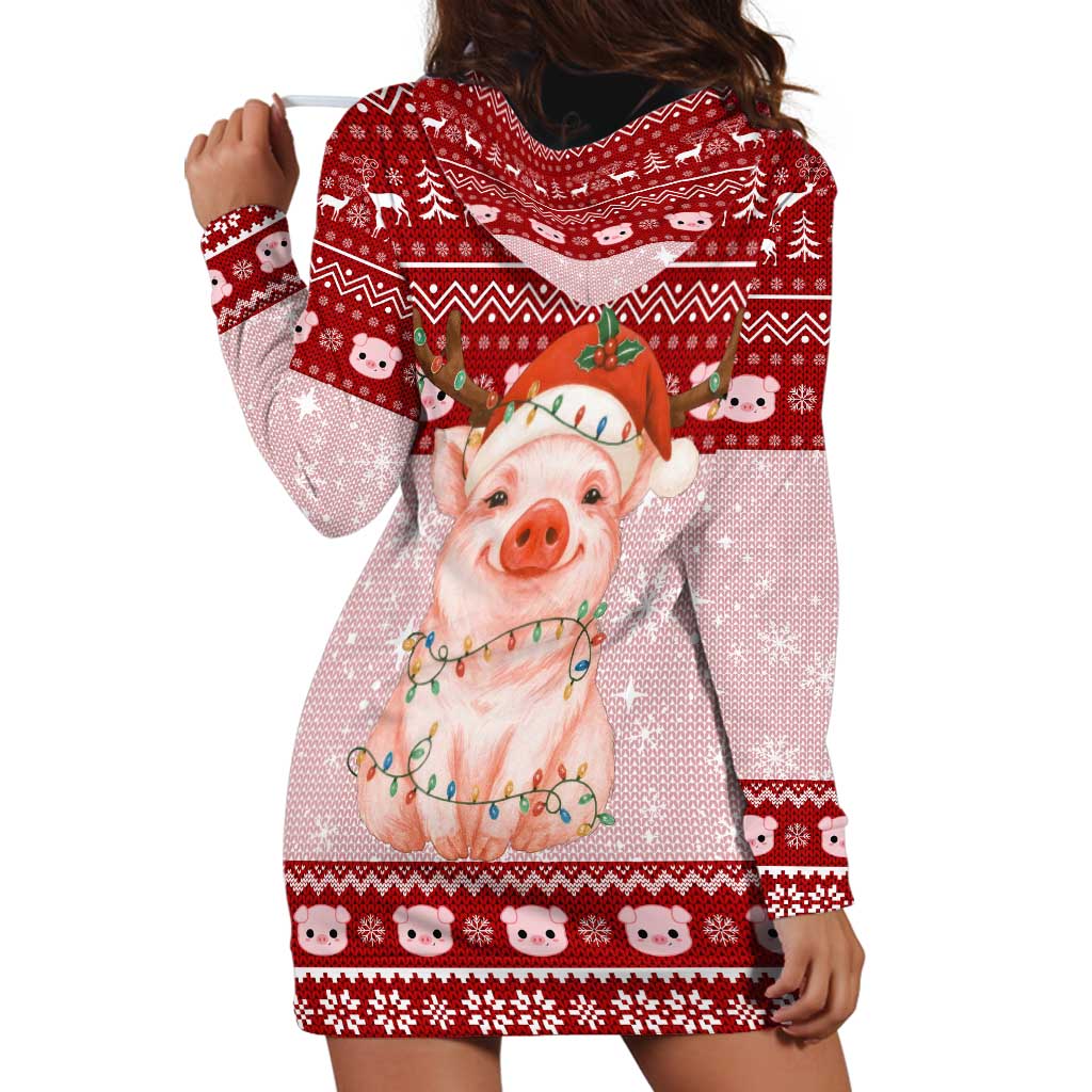 Lovely Pig Merry Christmas Hoodie Dress Xmas Holiday Patterns - Wonder Print Shop