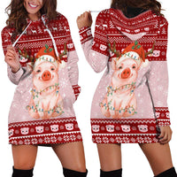 Lovely Pig Merry Christmas Hoodie Dress Xmas Holiday Patterns - Wonder Print Shop