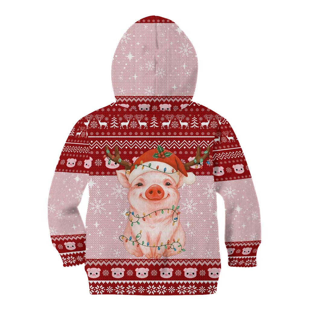 Lovely Pig Merry Christmas Kid Hoodie Xmas Holiday Patterns - Wonder Print Shop