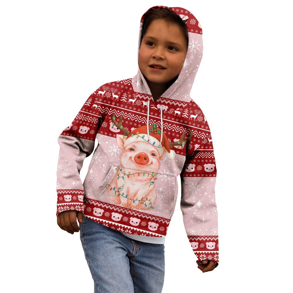 Lovely Pig Merry Christmas Kid Hoodie Xmas Holiday Patterns - Wonder Print Shop