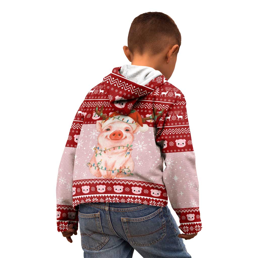 Lovely Pig Merry Christmas Kid Hoodie Xmas Holiday Patterns - Wonder Print Shop