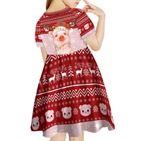 Lovely Pig Merry Christmas Kid Short Sleeve Dress Xmas Holiday Patterns - Wonder Print Shop