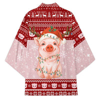 Lovely Pig Merry Christmas Kimono Xmas Holiday Patterns - Wonder Print Shop