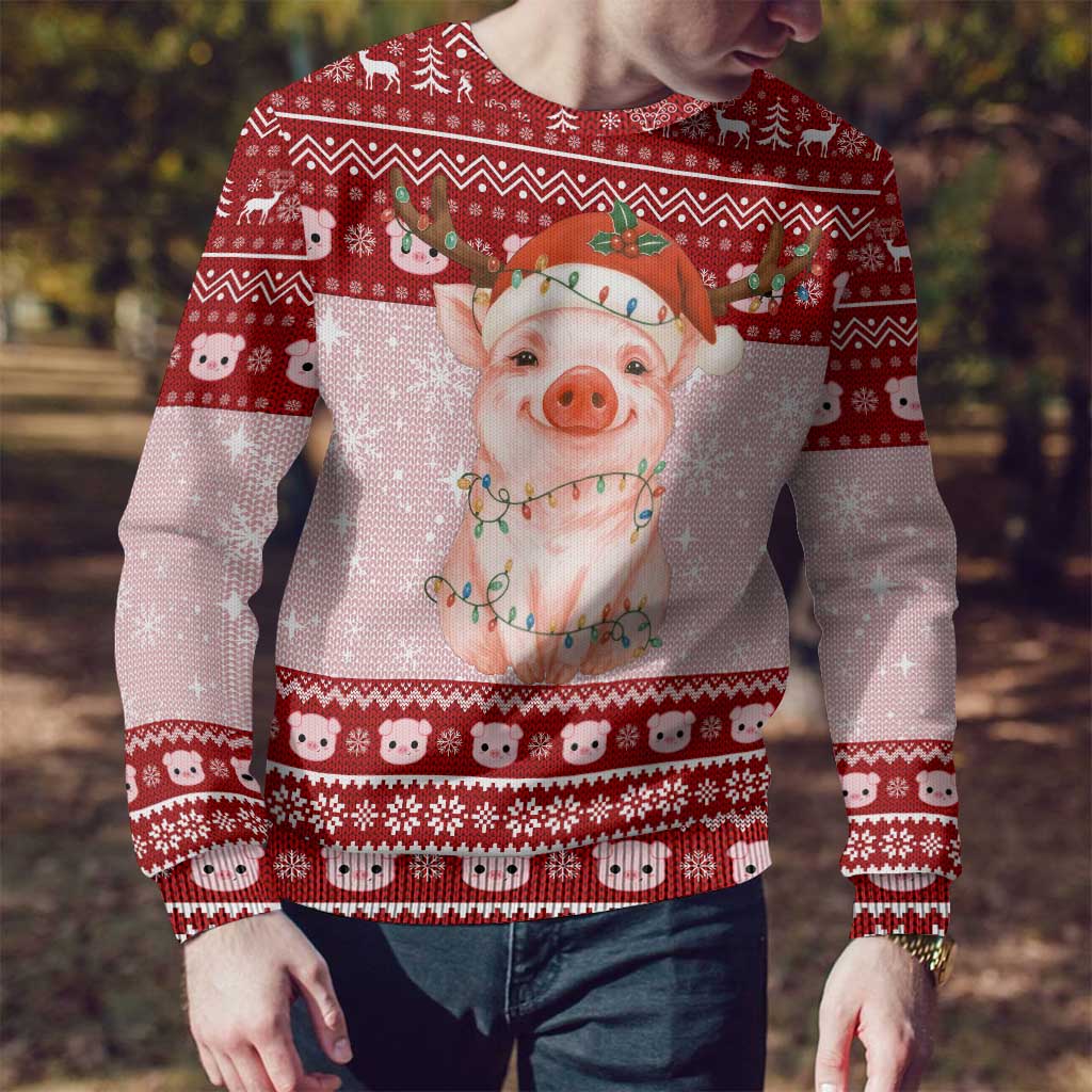 Lovely Pig Merry Christmas Ugly Christmas Sweater Xmas Holiday Patterns - Wonder Print Shop
