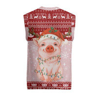Lovely Pig Merry Christmas Knitted V-Neck Vest Xmas Holiday Patterns - Wonder Print Shop