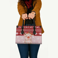 Lovely Pig Merry Christmas Leather Bag Xmas Holiday Patterns - Wonder Print Shop