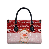 Lovely Pig Merry Christmas Leather Bag Xmas Holiday Patterns - Wonder Print Shop