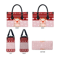 Lovely Pig Merry Christmas Leather Bag Xmas Holiday Patterns - Wonder Print Shop